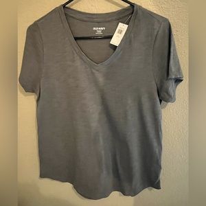 Old Navy slub k it v-neck t-shirt in gray size petite small